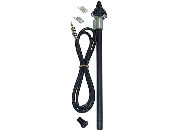 Antenne, teleskop, universal 0-45grader Sort/Chrome, 1,3m/kabel 